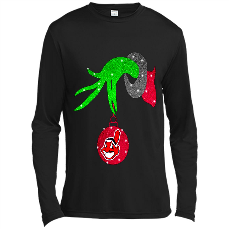 GRINCH HAND HOLDING CLEVELAND INDIANS GLITTER CHRISTMAS PINGPONG