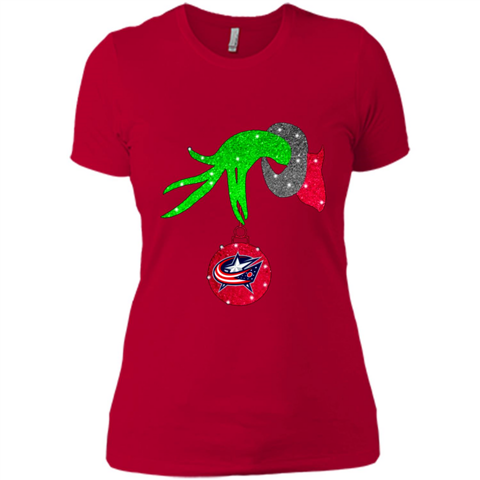 GRINCH HAND HOLDING COLUMBUS BLUE JACKETS GLITTER CHRISTMAS PINGPONG