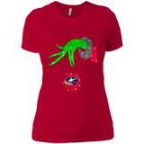 GRINCH HAND HOLDING COLUMBUS BLUE JACKETS GLITTER CHRISTMAS PINGPONG