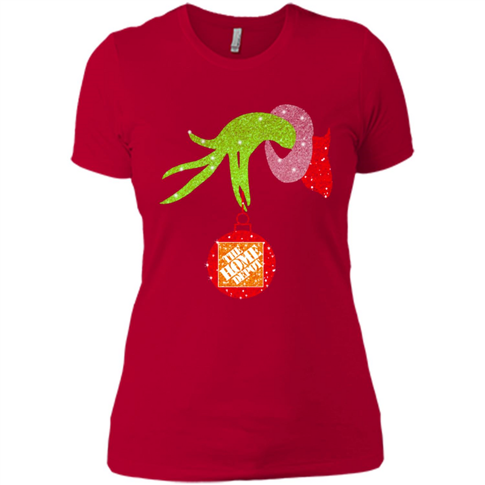 Grinch hand holding Logo HomeDepot Glitter Christmas - Ladies' Boyfriend T-Shirt