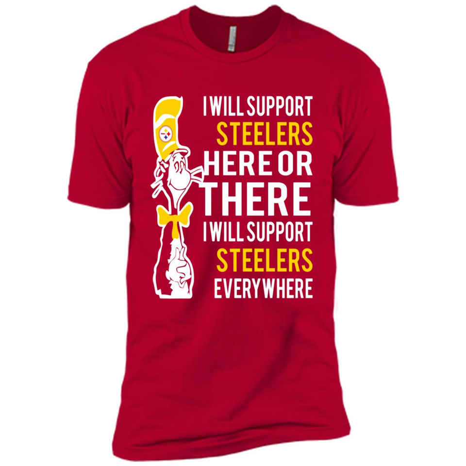 Shirt For Dr Seuss Cat And Pittsburgh Steelers Fans - Premium Short Sleeve T-Shirt