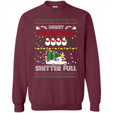 Merry Christmas Shitter Full Christmas Tree Snowman Sweater PINGPONG - Sweatshirt