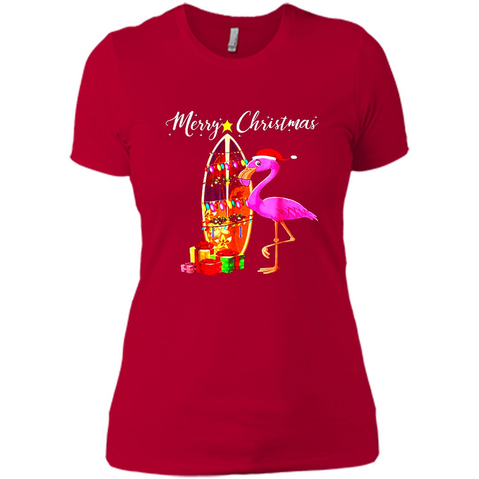 Flamingo Christmas Shirt, Merry Christmas Shirt , Flamingo - Ladies' Boyfriend T-Shirt