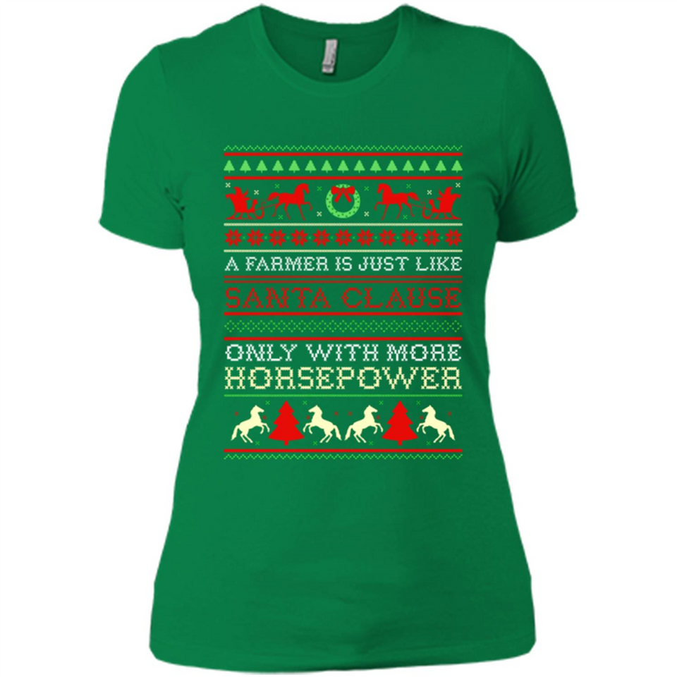 Funny Farmers Gift Ugly Santa Claus Horsepower - Ladies' Boyfriend T-Shirt