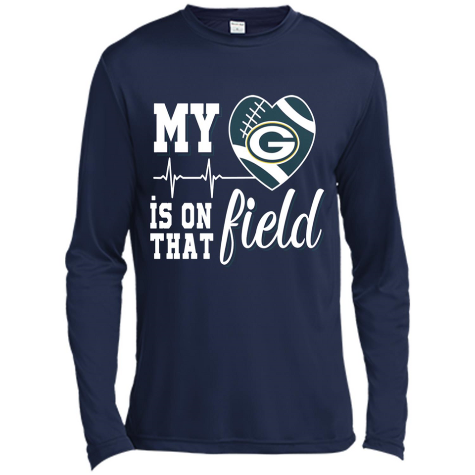 Green Bay Packers Football My Heart is on that Field - Canvas Long Sleeve T-Shirt