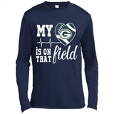 Green Bay Packers Football My Heart is on that Field - Canvas Long Sleeve T-Shirt