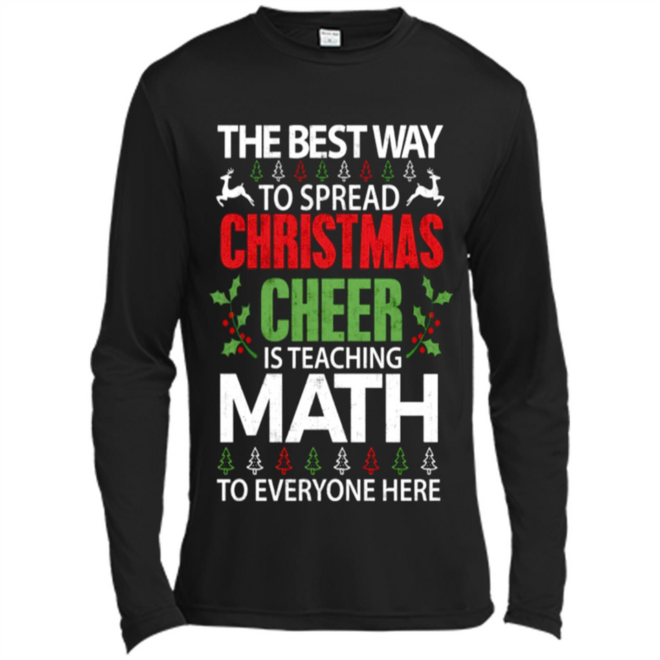 Math Teacher Christmas Shirt Christmas Cheer - Canvas Long Sleeve T-Shirt