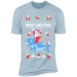 Ugly Christmas Santa Riding Dolphin - Premium Short Sleeve T-Shirt