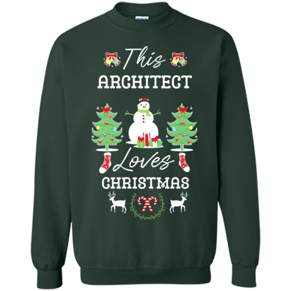 This Architect Loves Christmas Tree Shirt with Snowman