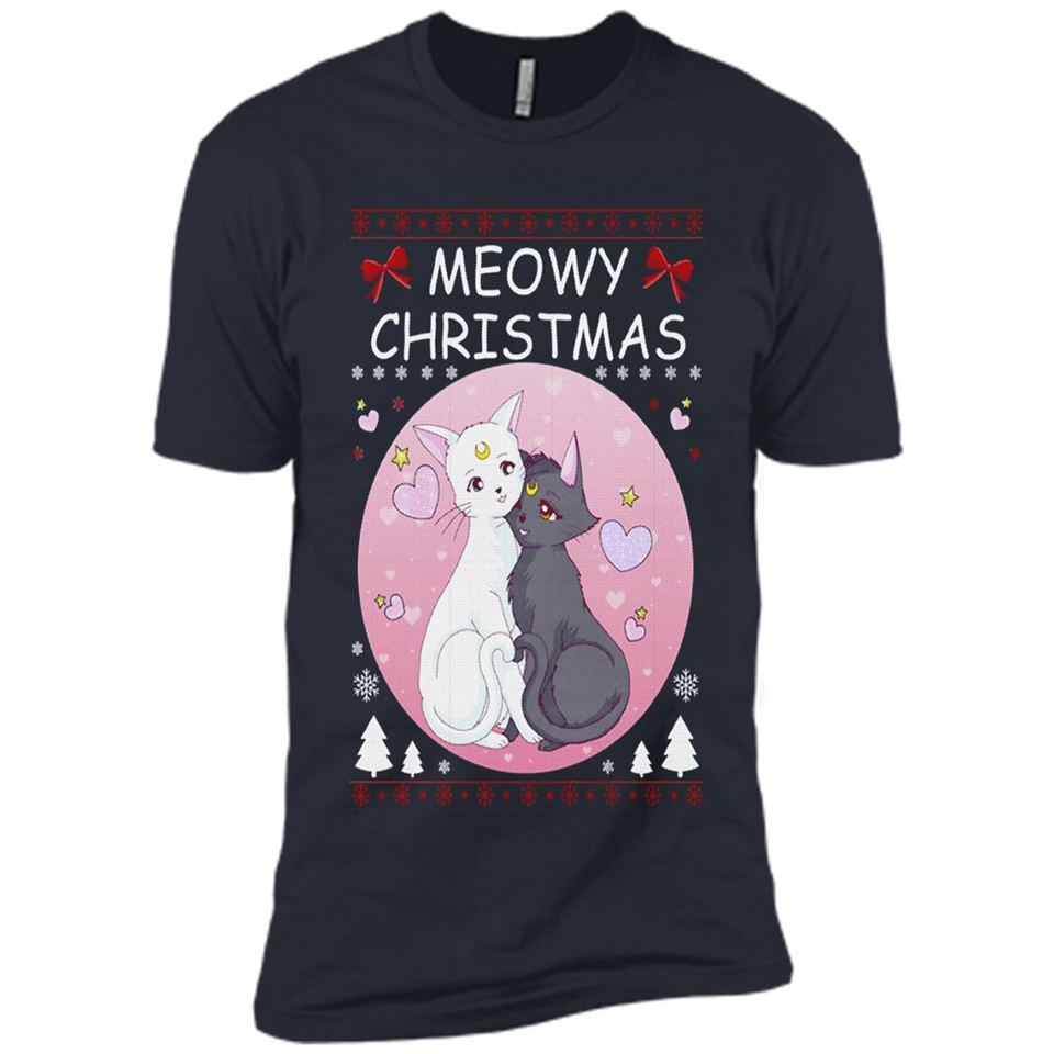 Sailor Moon Yin Yang Cat Love Ugly Christmas Sweater - Premium Short Sleeve T-Shirt