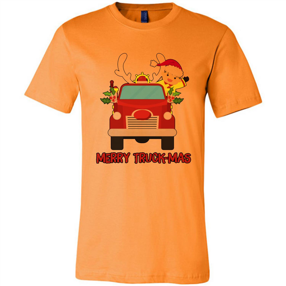 Merry Truck-Mas Christmas Fire Truck Cute Reindeer Sporty - Canvas Unisex T-Shirt