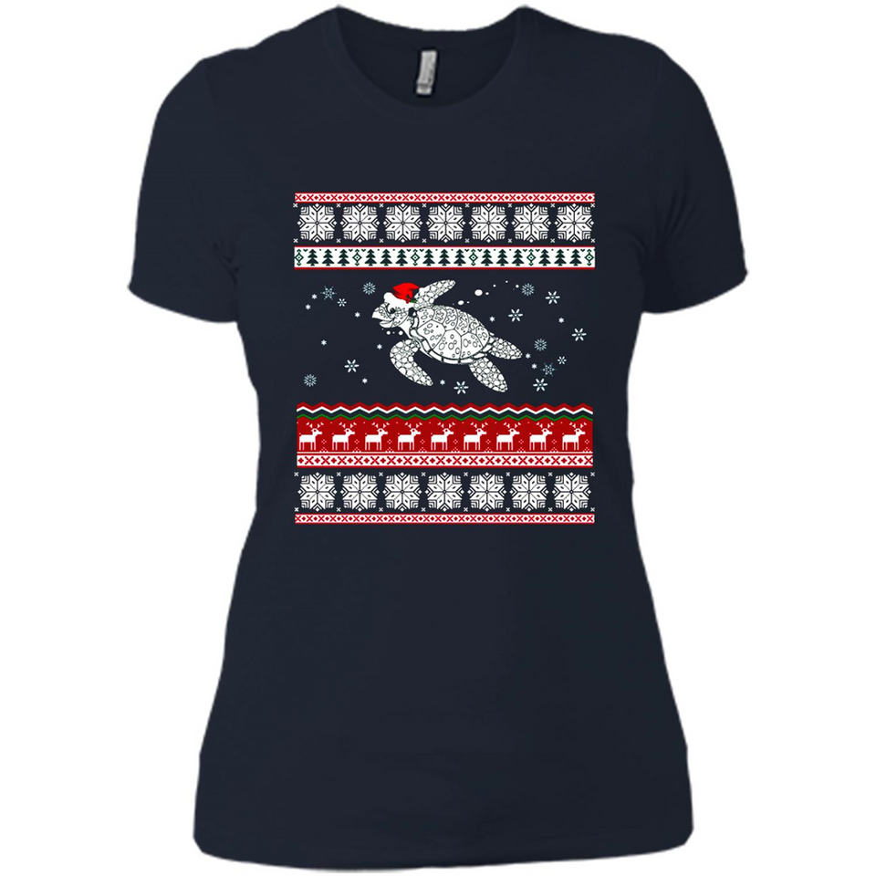 Sea Turtle Ugly Christmas T-Shirt - Ladies' Boyfriend T-Shirt