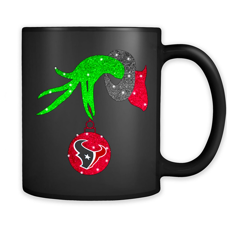 GRINCH HAND HOLDING HOUSTON TEXANS GLITTER CHRISTMAS PINGPONG