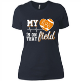Clemson Tiger Paw Football My Heart is on that Field - Ladies' Boyfriend T-Shirt