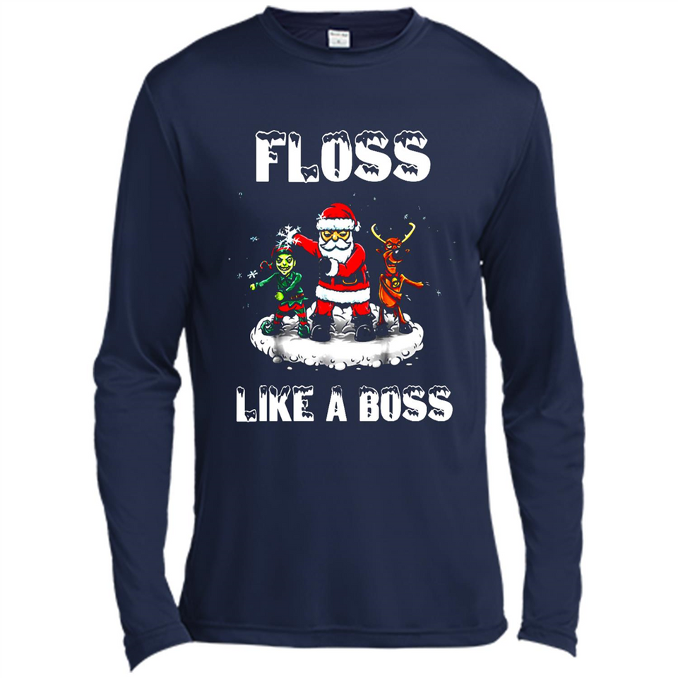 Floss Like A Boss Santa Flossing Dance Funny - Canvas Long Sleeve T-Shirt