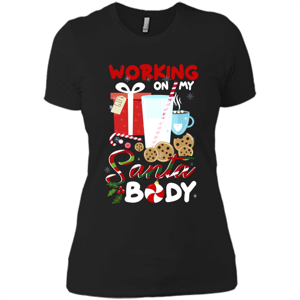 Working On My Santa Body Funny Christmas Gift Sleeve Xmas - Ladies' Boyfriend T-Shirt