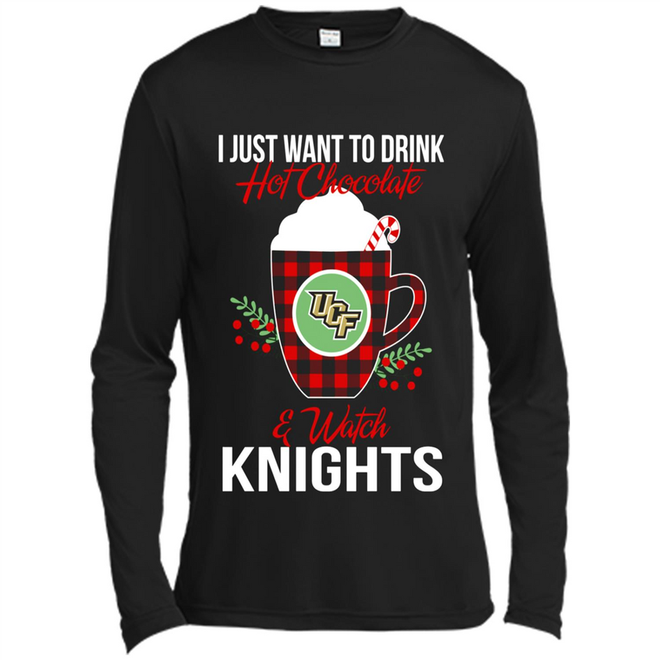 I Just Want To Drink Hot Chocolate & Watch UCF Knights Ugly Christmas Sweater PINGPONG