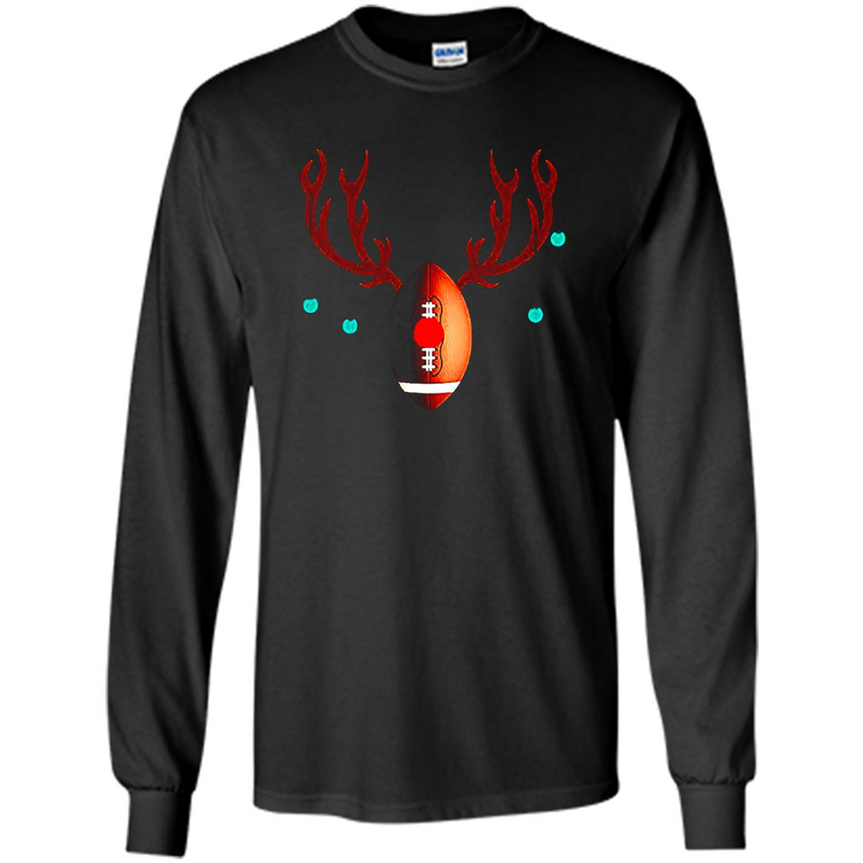 Football Christmas Shirt Reindeer Christmas Football Funny - Long Sleeve T-Shirt
