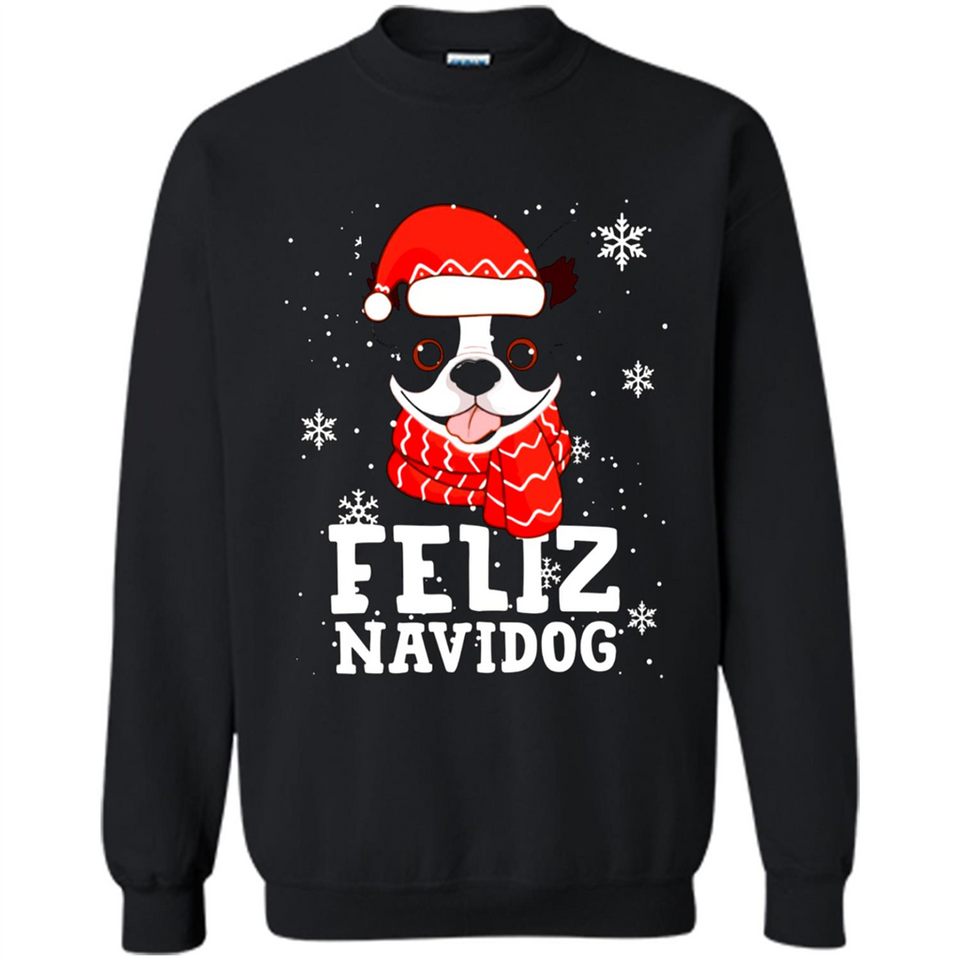 Feliz Navidog Boston Terrier Dog Ugly Xmas Sweater PING PONG