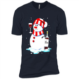 Cute Snowman drink Red Wine Christmas T-Shirt - Premium Short Sleeve T-Shirt