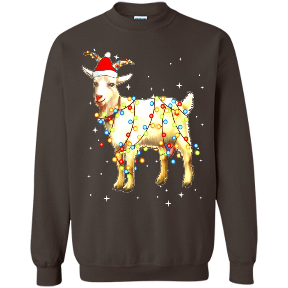 Christmas Lights Goat Wearing Santa Hat Funny Xmas - Sweatshirt