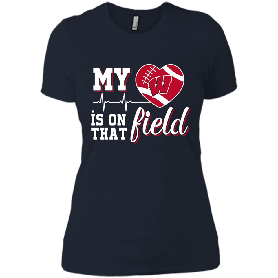 Wisconsin Badgers Football My Heart is on that Field - Ladies' Boyfriend T-Shirt