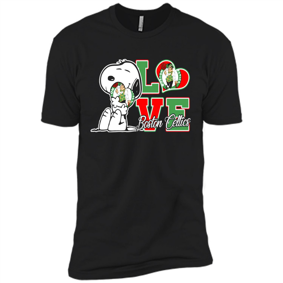Snoopy loves NBA Boston Celtics - Premium Short Sleeve T-Shirt