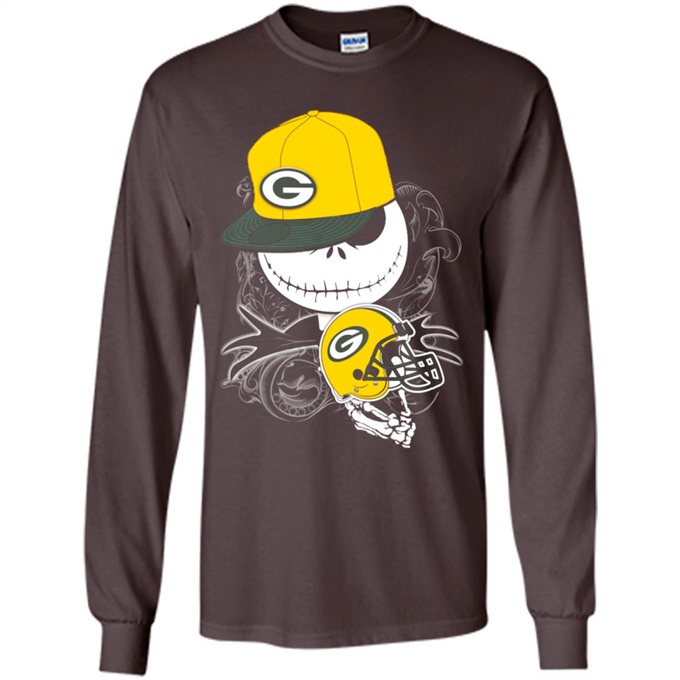 Jack Skellington The Nightmare Before Christmas-Packers Football - Long Sleeve T-Shirt