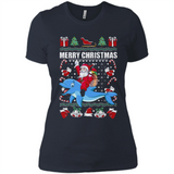 Ugly Christmas Santa Riding Dolphin - Ladies' Boyfriend T-Shirt