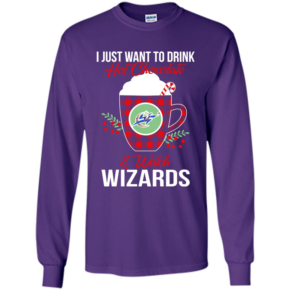 I Just Want To Drink Hot Chocolate & Watch Washington Wizards Ugly Christmas Sweater PINGPONG