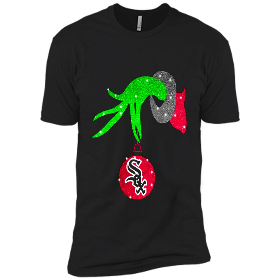 GRINCH HAND HOLDING CHICAGO WHITE SOX GLITTER CHRISTMAS PINGPONG