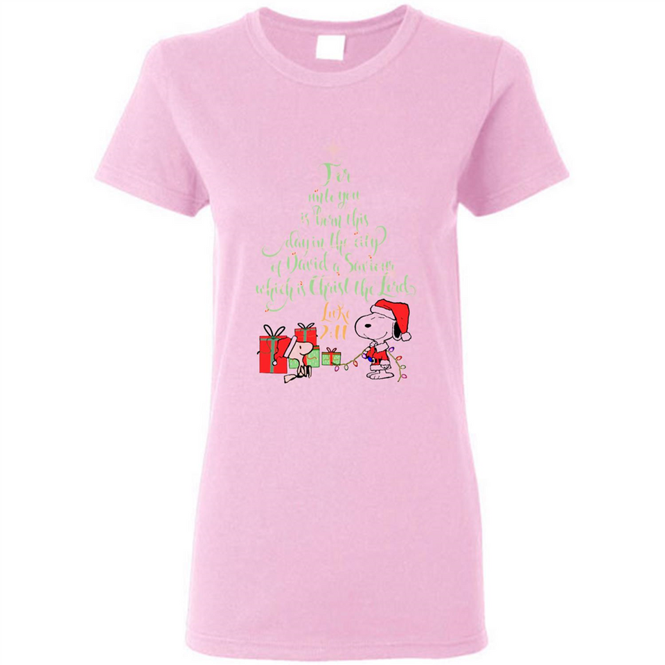 Snoopy Merry Christmas with Christmas tree T-Shirt - Ladies Short-Sleeve