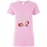 Snoopy Merry Christmas with Christmas tree T-Shirt - Ladies Short-Sleeve