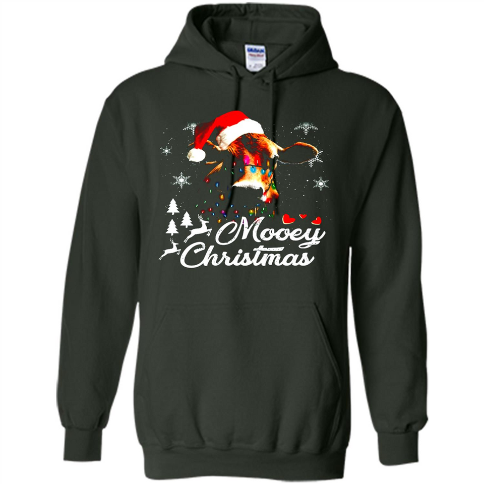 Mooey Christmas Cow Santa Christmas Lover Lights Sweatshirt - Hoodie
