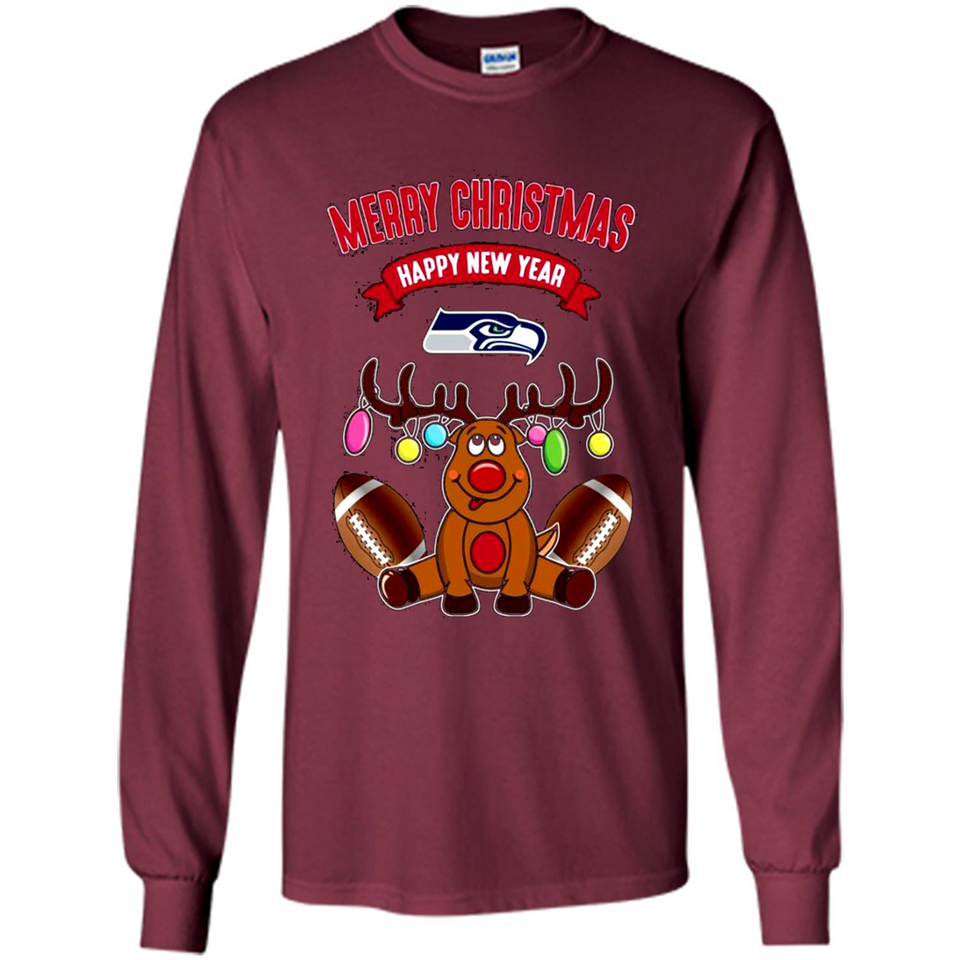 Seattle Seahawks NFL Reindeer Funny Merry Christmas And Happy New Year