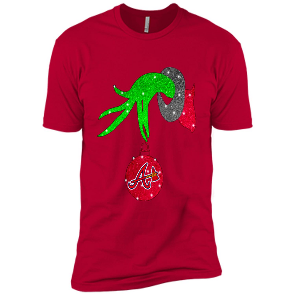 GRINCH HAND HOLDING ATLANTA BRAVES GLITTER CHRISTMAS PINGPONG