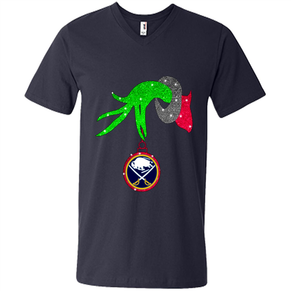 GRINCH HAND HOLDING BUFFALO SABRES GLITTER CHRISTMAS PINGPONG