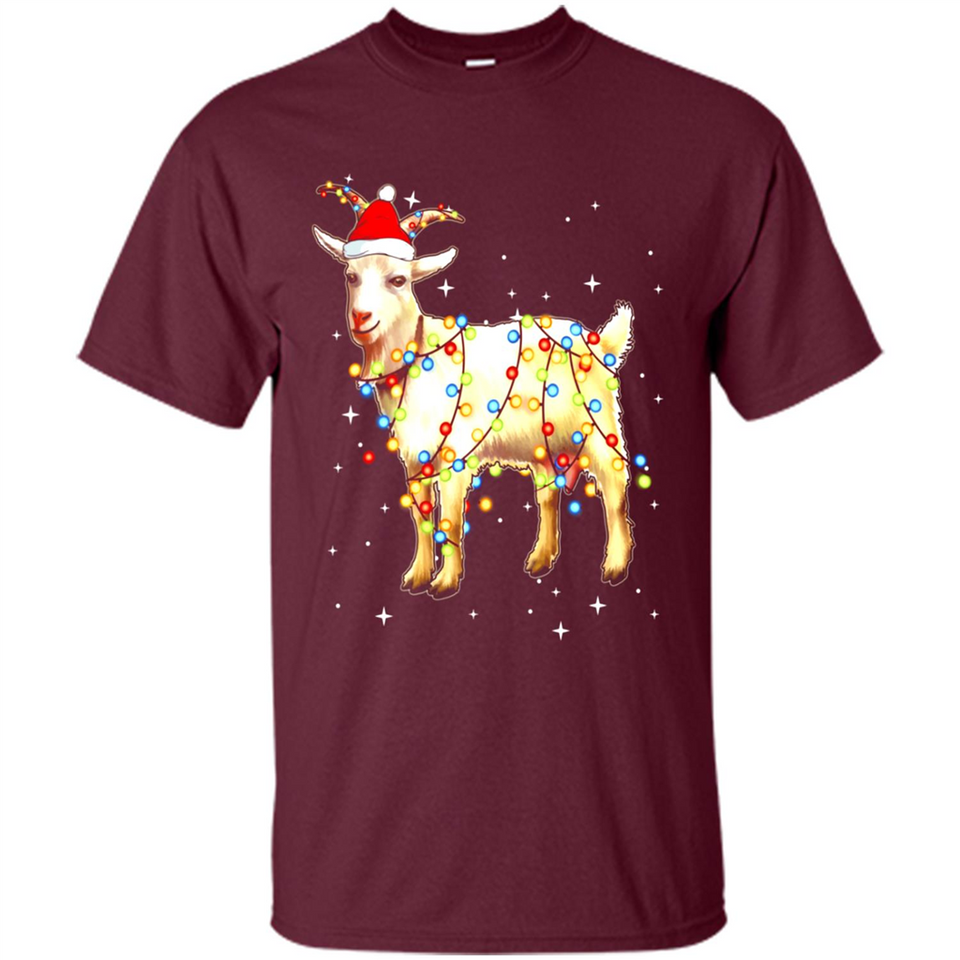 Christmas Lights Goat Wearing Santa Hat Funny Xmas - Shirt