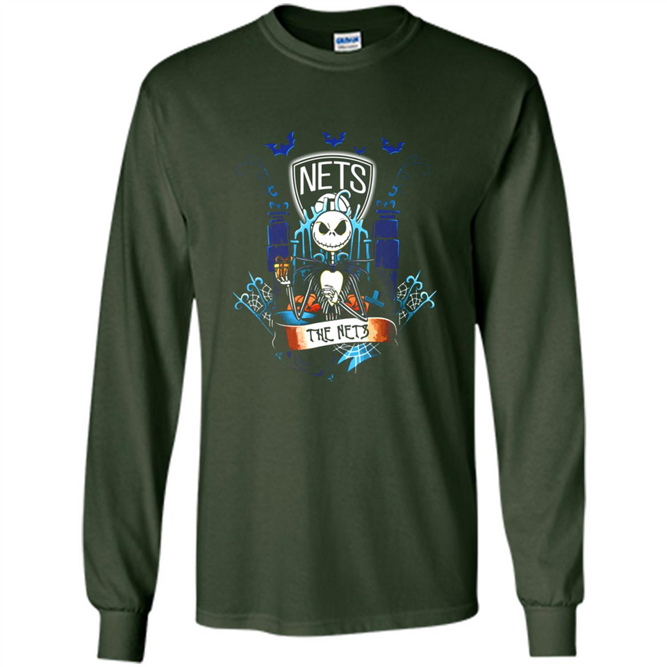 Brooklyn Nets Halloween The Nightmare Before Christmas - Long Sleeve T-Shirt