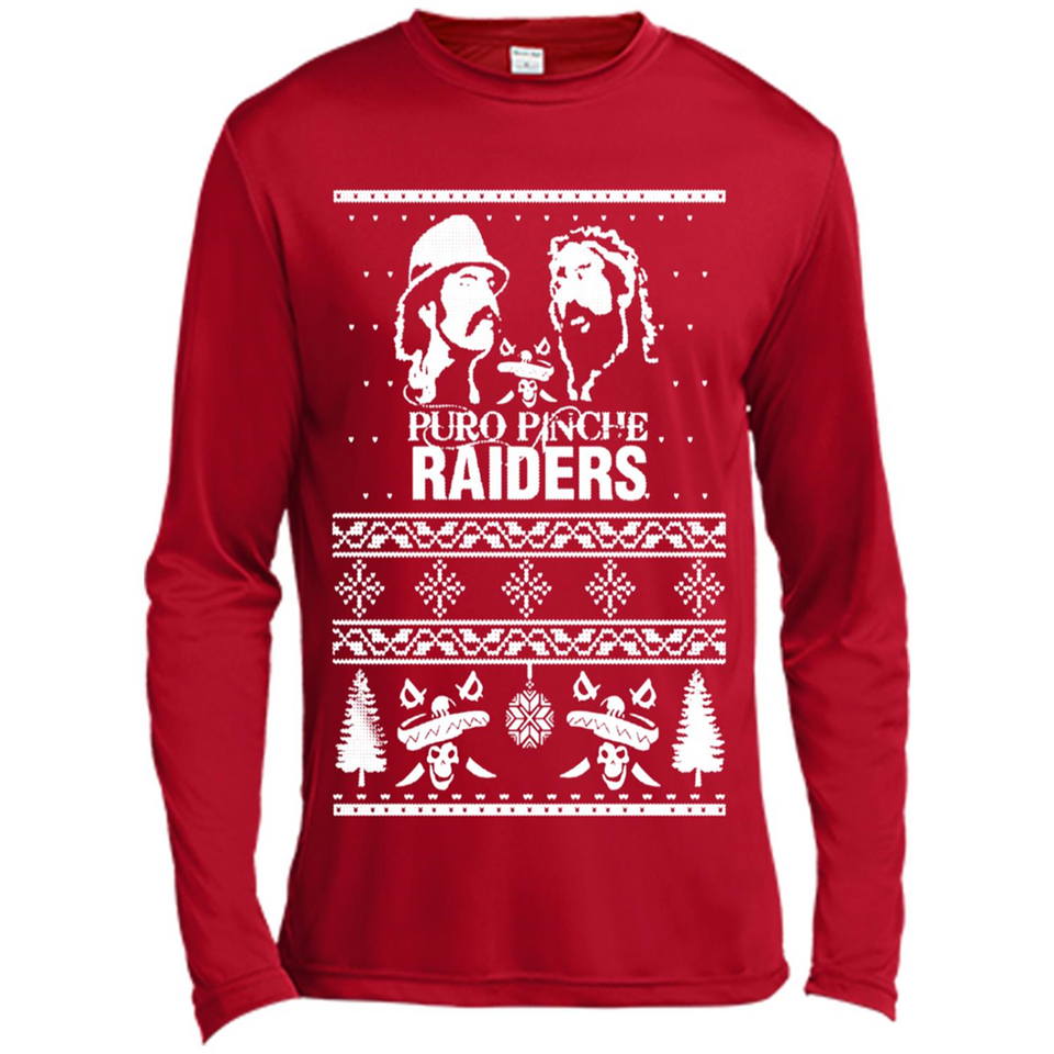 Puro Pinche Raiders Ugly Christmas Sweater - Canvas Long Sleeve T-Shirt