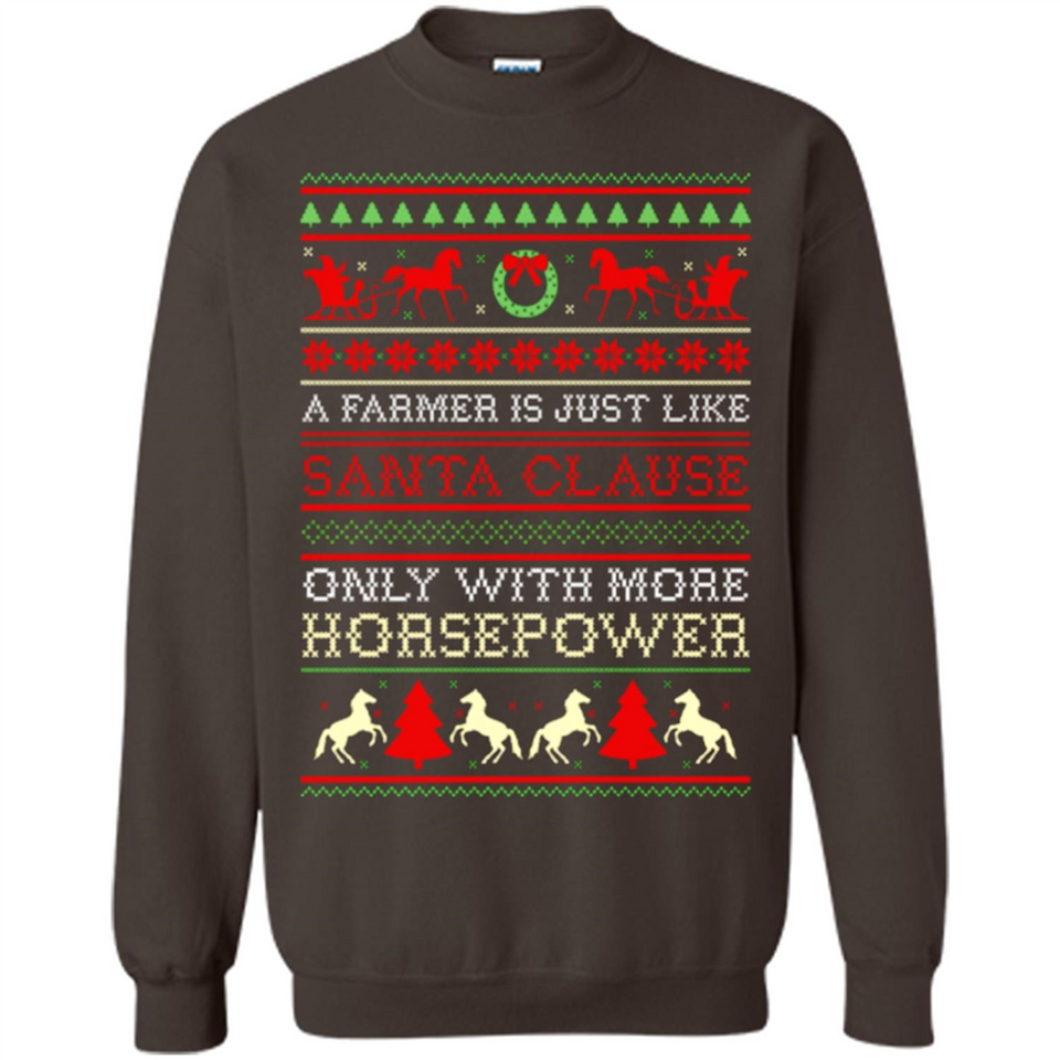 Funny Farmers Gift Ugly Santa Claus Horsepower - Sweatshirt