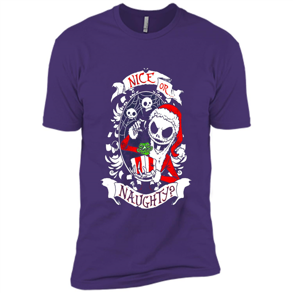Christmas Shirt, Santa Nice Or Naughty Xmas - Premium Short Sleeve T-Shirt