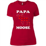 Papa Moose Funny Christmas Plaid Buffalo T-Shirt - Ladies' Boyfriend T-Shirt