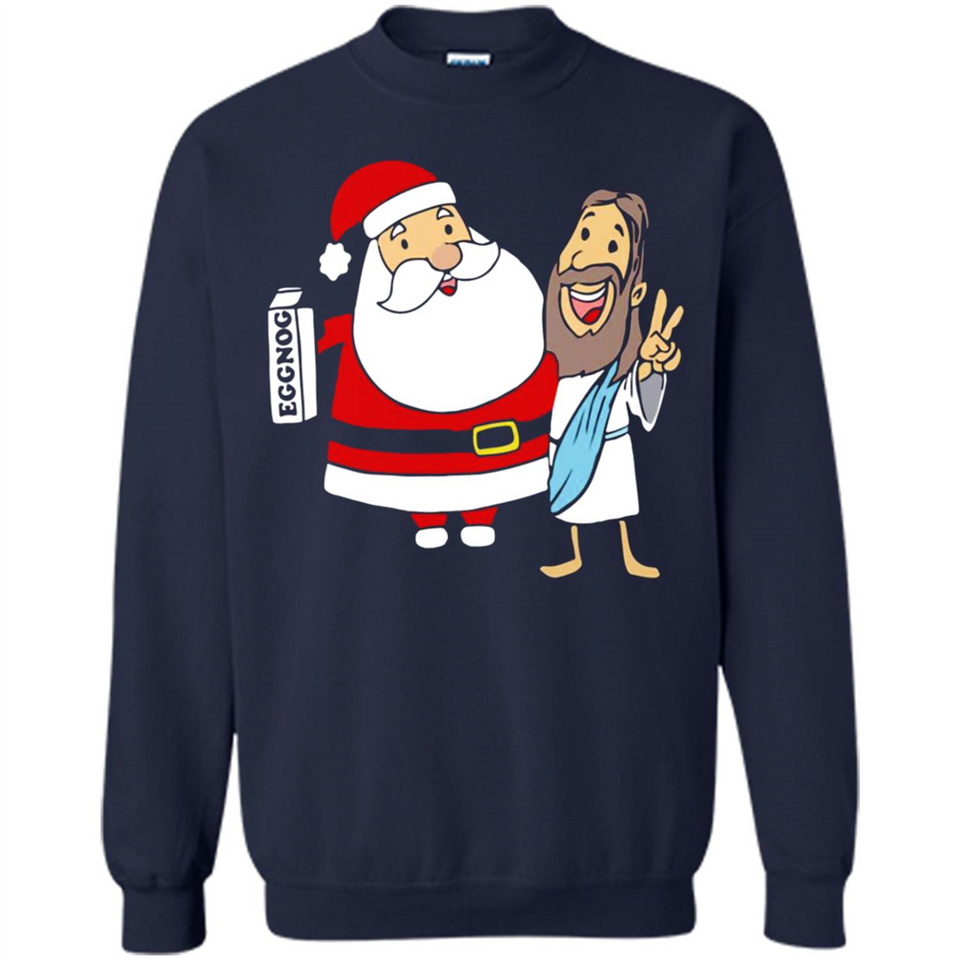 Eggnog Santa And Jesus Christmas