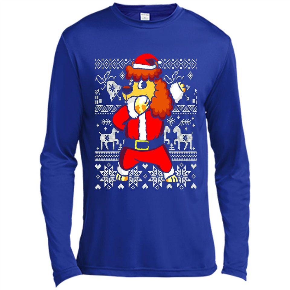 Dabbing Poodle Santa Christmas Holiday Sweatshirt - Canvas Long Sleeve T-Shirt