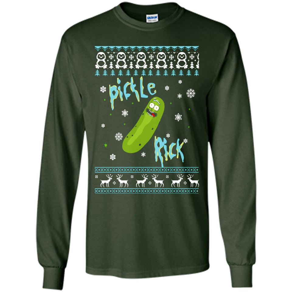 Rick and Morty Pickle Rick Ugly Christmas Sweater - Long Sleeve T-Shirt