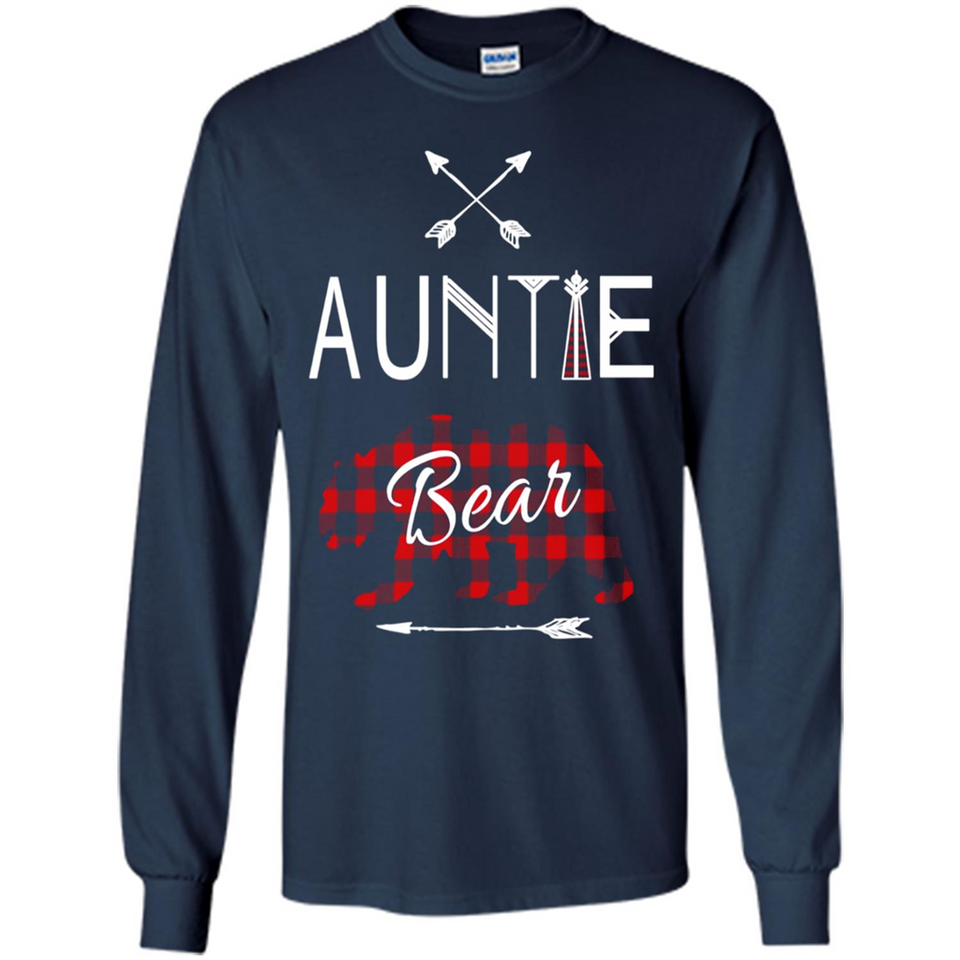 Aunt Shirt Buffalo Plaid Family Camp Bear Tee - Long Sleeve T-Shirt