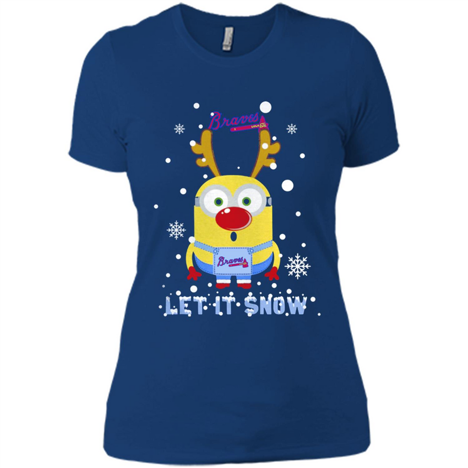 Minion Atlanta Braves Ugly Christmas Sweater Let it Snow - Ladies' Boyfriend T-Shirt