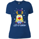 Minion Atlanta Braves Ugly Christmas Sweater Let it Snow - Ladies' Boyfriend T-Shirt