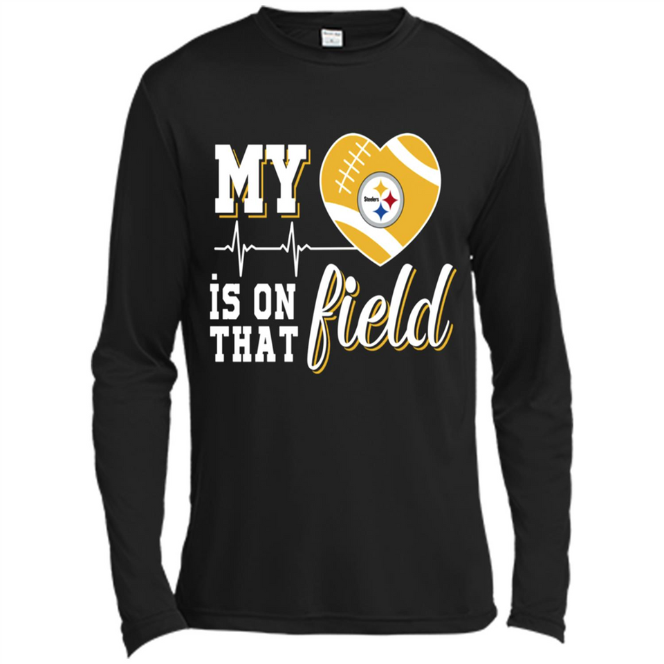 Pittsburgh Steelers Football My Heart is on that Field - Canvas Long Sleeve T-Shirt
